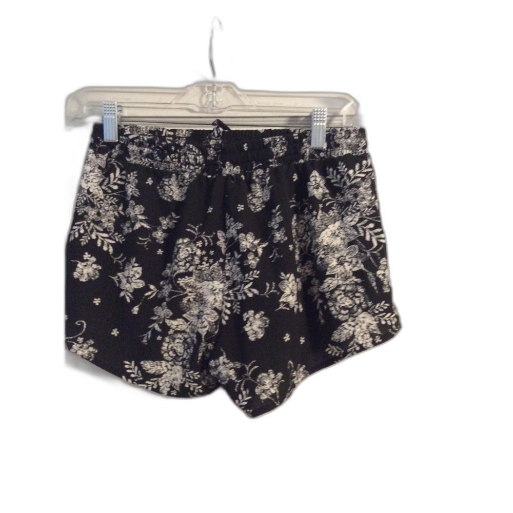 Black Floral Faux Wrap Look Shorts Cute Size Small S